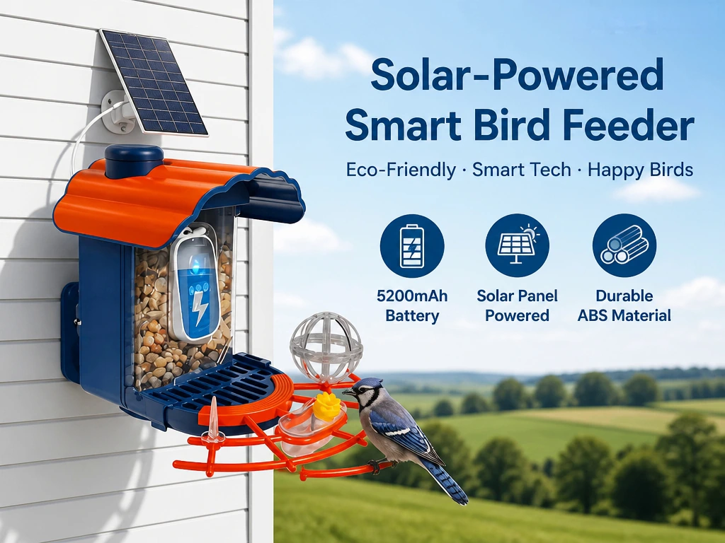 Solar-powered smart bird feeder
