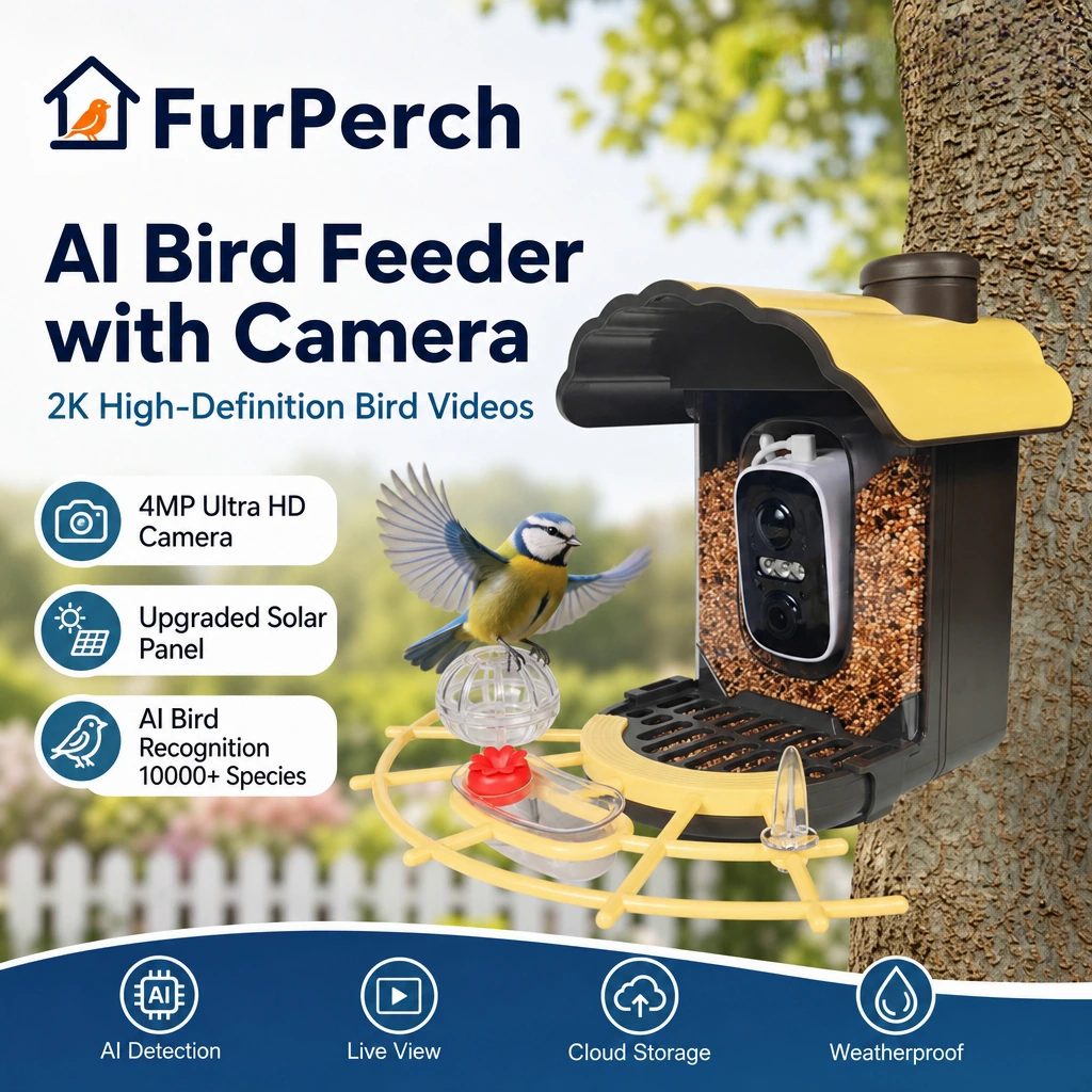 FurPerch 2K HD Bird Camera Feeder