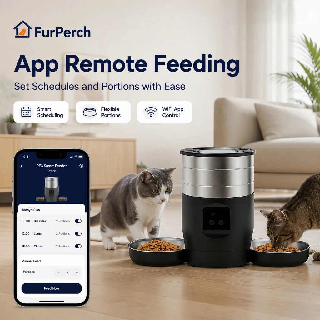 FurPerch Stainless Smart Dual Bowl Pet Feeder - Image 2