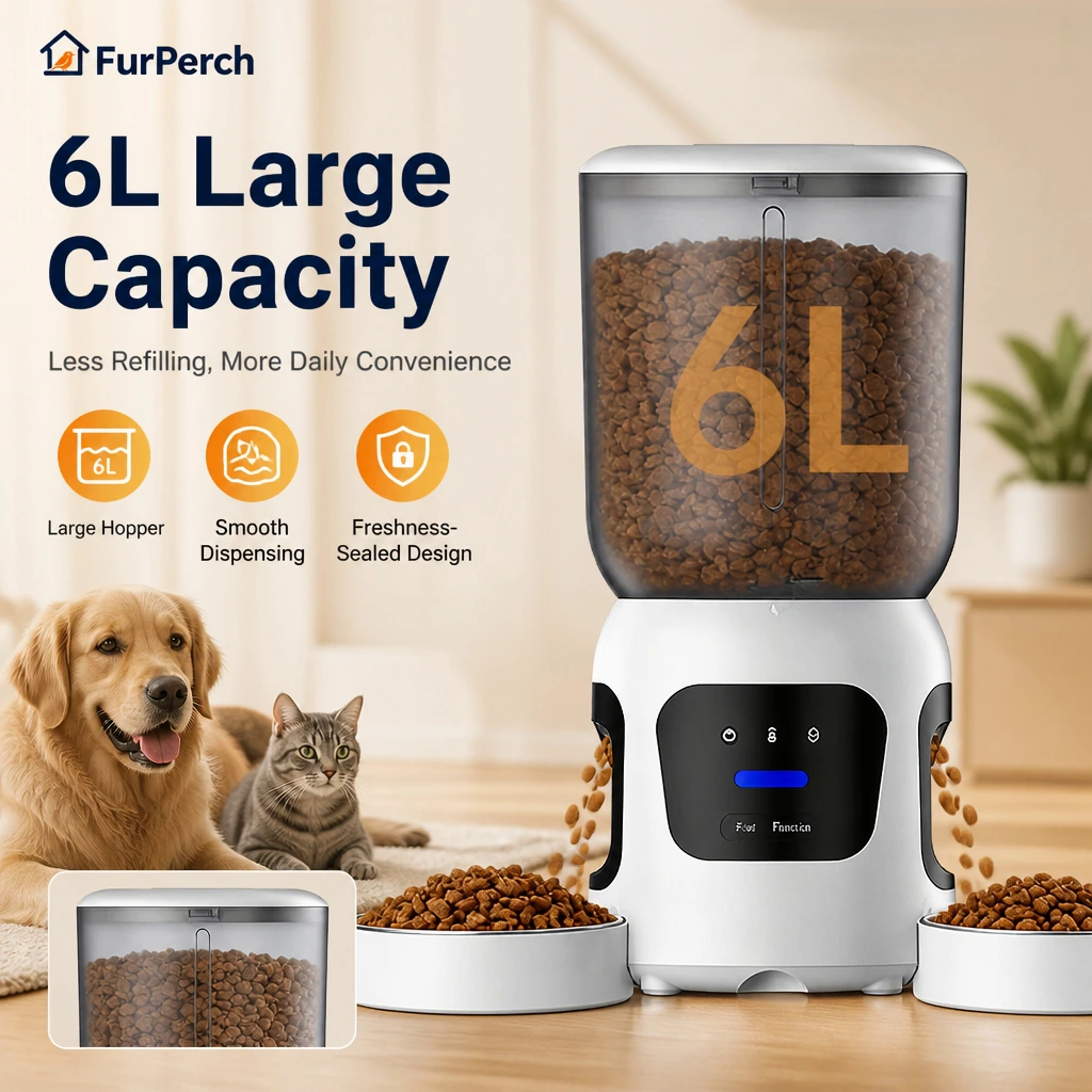 FurPerch 6L Smart Dual Bowl Pet Feeder