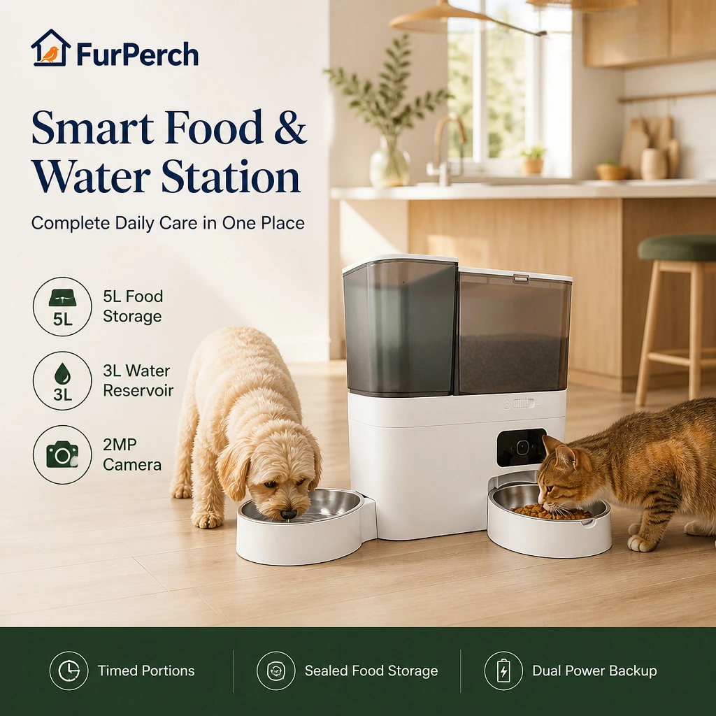 FurPerch WS3 Smart Food & Water Station with Camera